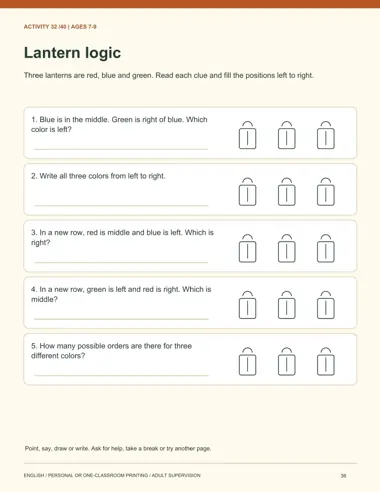 Lantern logic printable page