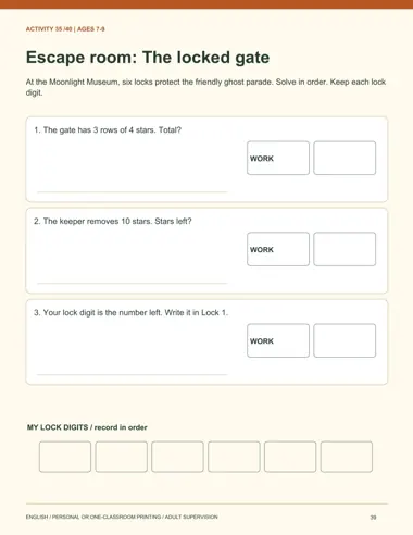 The museum escape printable page